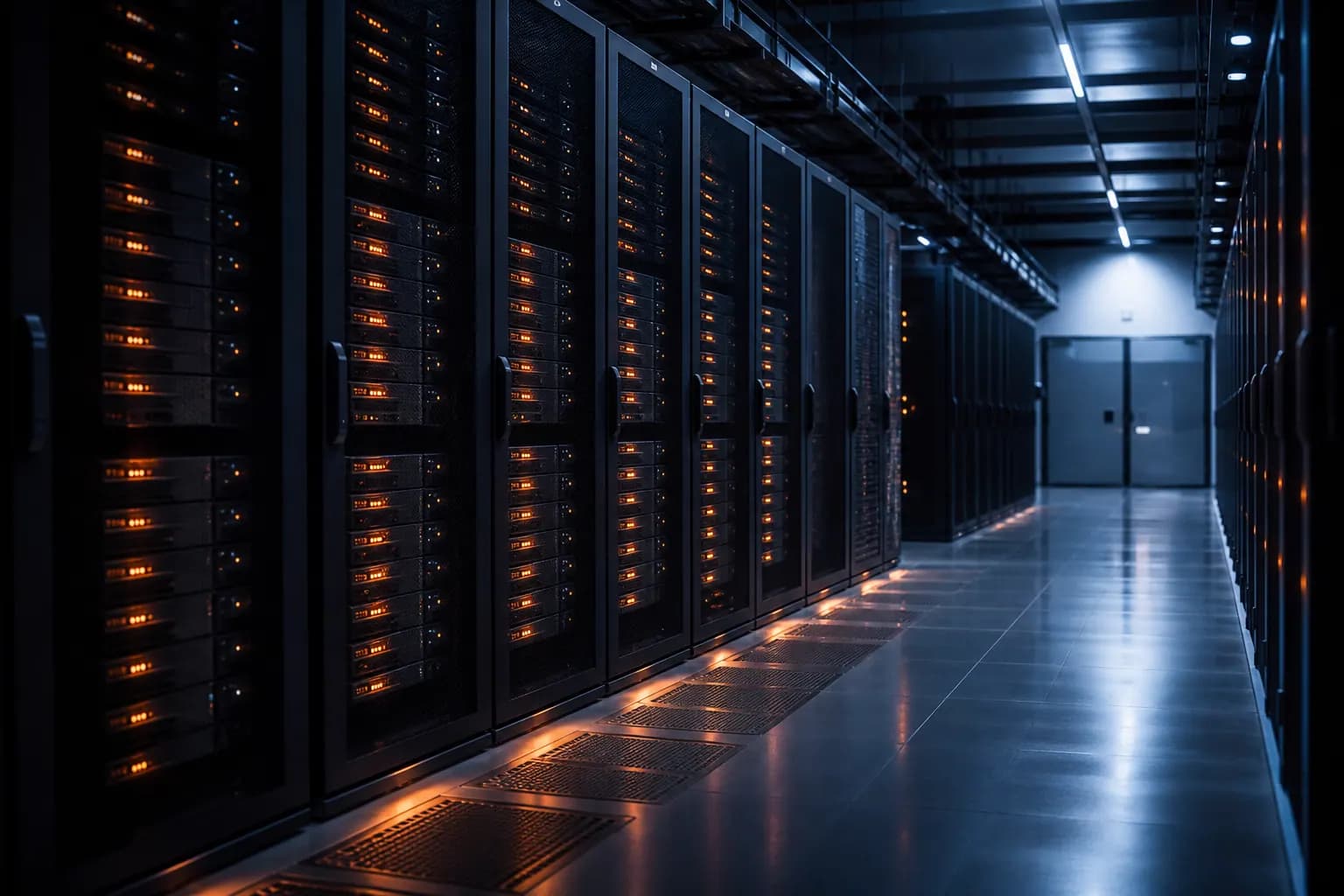 AI datacenter server hall — illustrative campus compute
