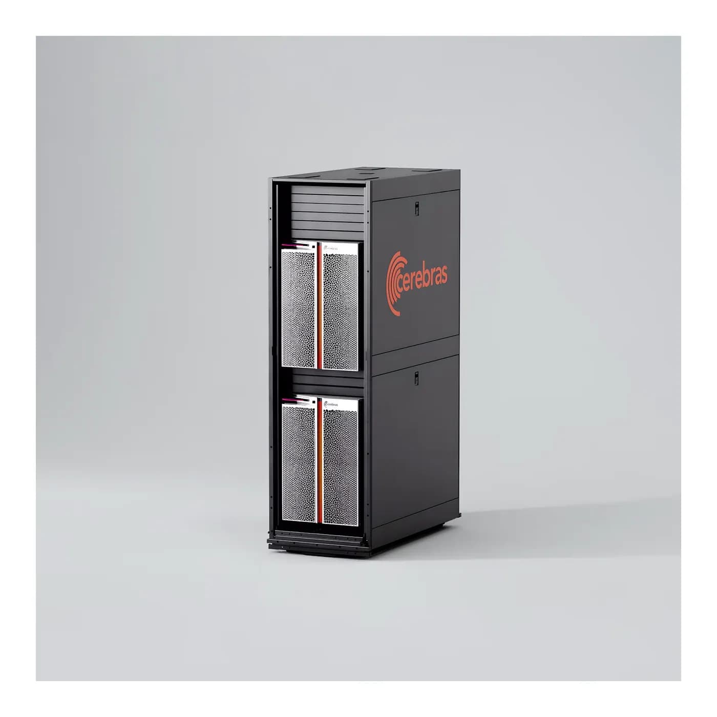 Cerebras CS-3 systems in a branded liquid-cooled rack