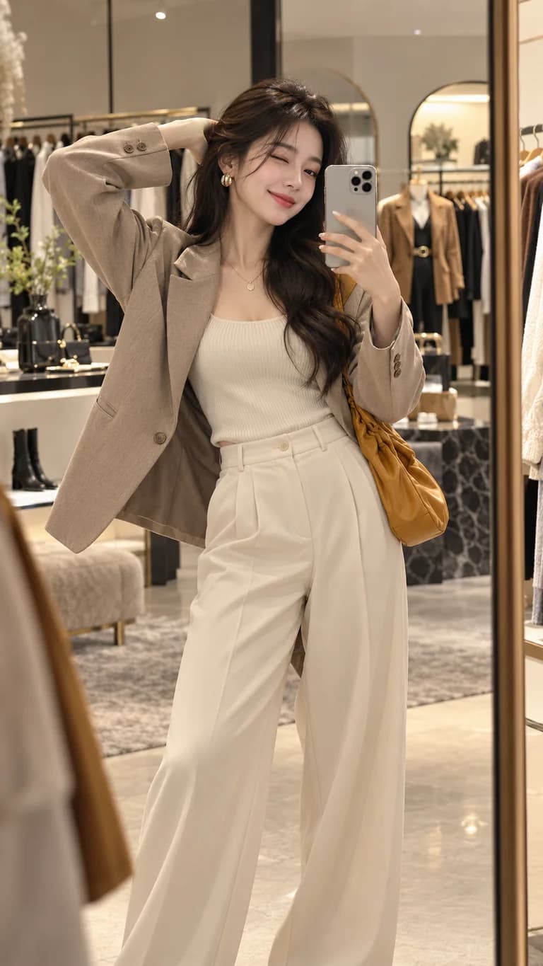 Illustrative fashion creator filming in a boutique