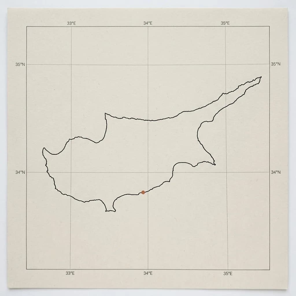 Map of Cyprus in the European Union, marking the planned AGICY Vasilikos campus site — pre-construction